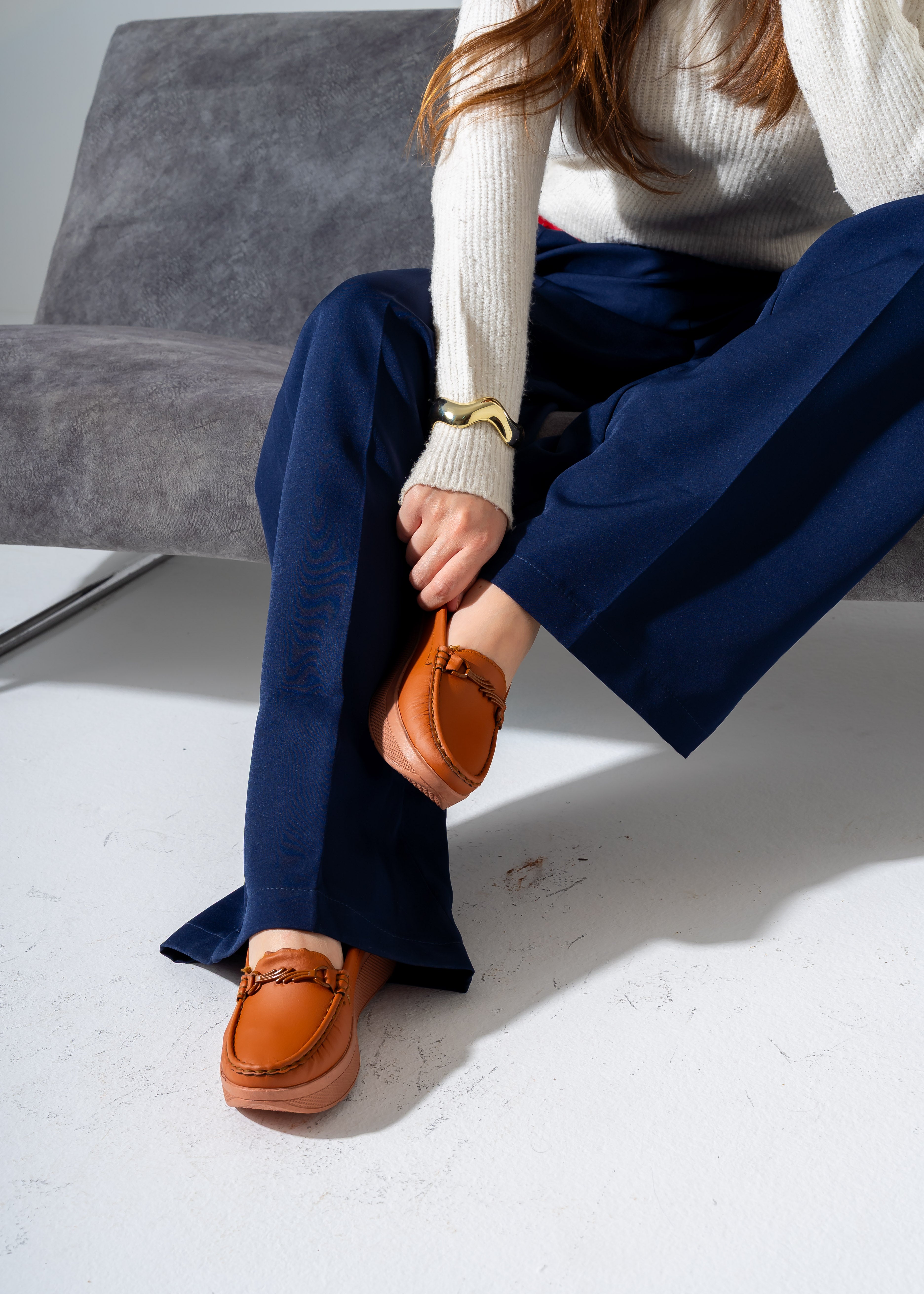 Chunky Sole Penny Flat -camel